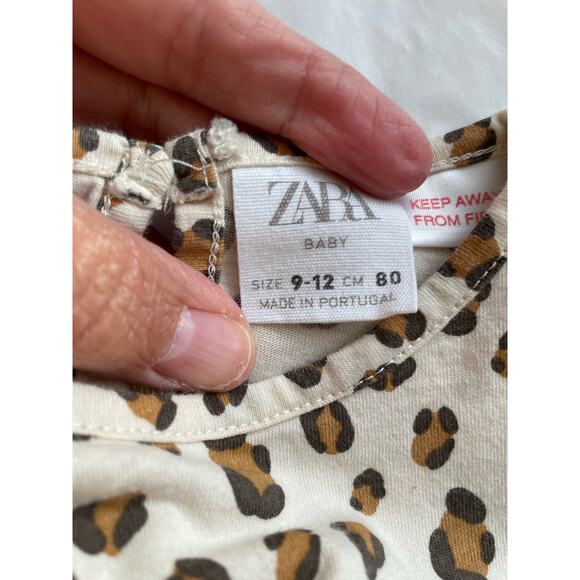 Zara Baby leopard print top tunic long sleeves ruffled lightweight cotton 9-12m - Picture 4 of 5